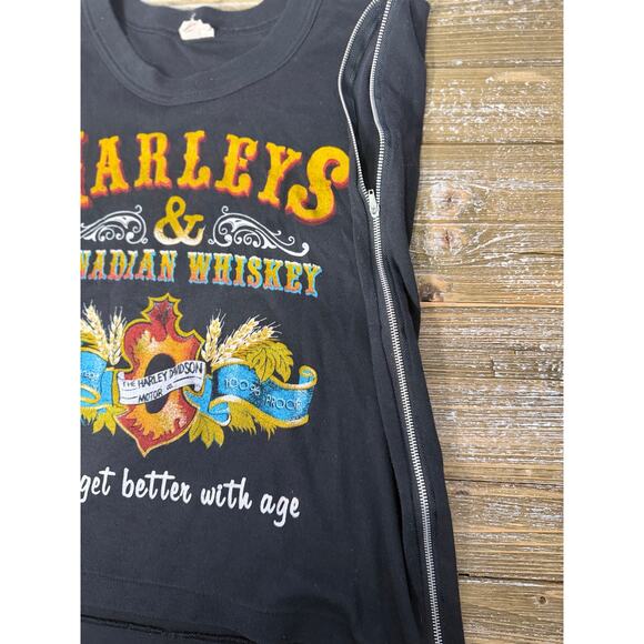 Vintage Harley Davidson & Canadian Whiskey Shirt Biker Punk Zipper Sides Women S - Picture 8 of 8